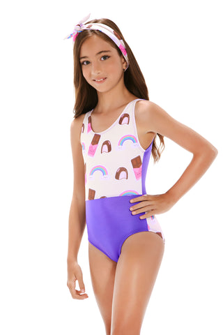 One-piece with random sweets pattern