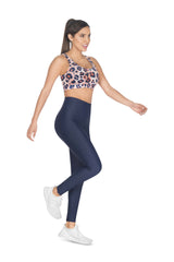 Navy high-waisted seamless leggings including tummy control technology
