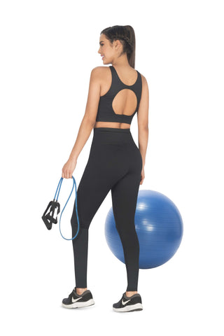 Black high-waisted leggings including tummy control technology