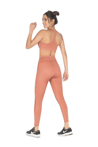 Copper activewear set - matching crop top & high-waisted leggings