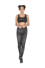 Black/red high-waisted leggings including tummy control technology