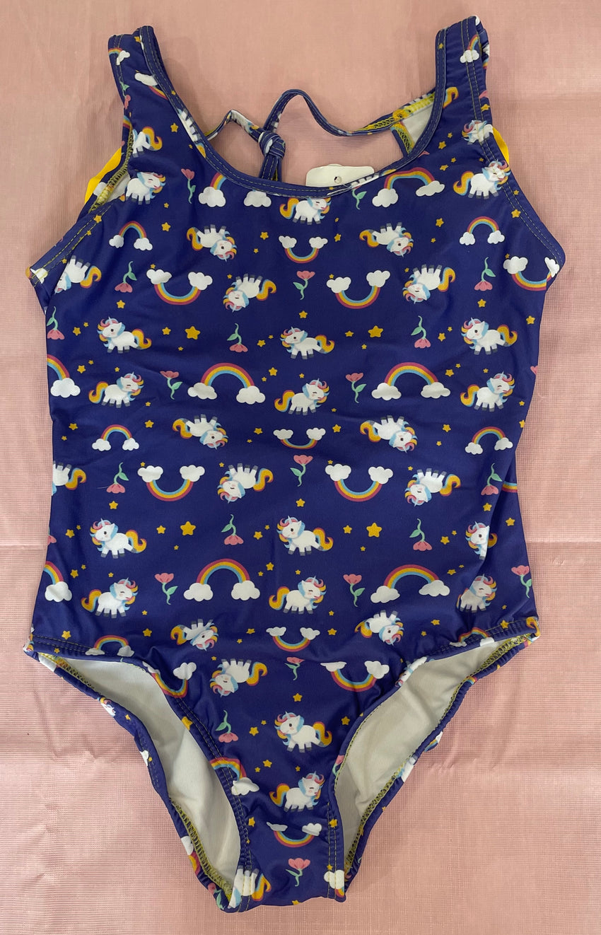 One-piece unicorn pattern with ruffle straps on the back