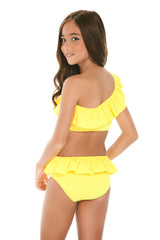 Bikini plain colour with one shoulder ruffle